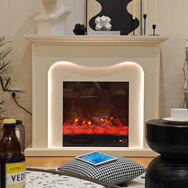 法式雕花壁炉装饰柜实木电子壁炉芯架仿真火焰欧式客厅家用取暖器