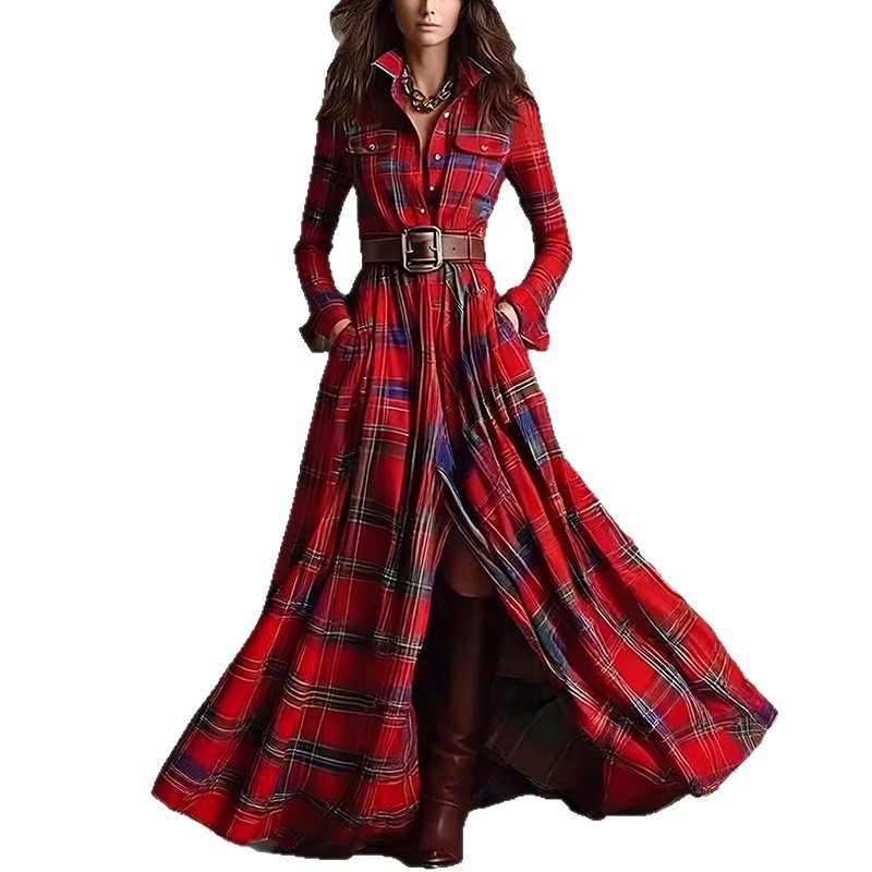Nuovo abito da donna primavera 2026, modello vintage a quadri, stile francese, con taglio irregolare e vestibilità snellente._voghion.com