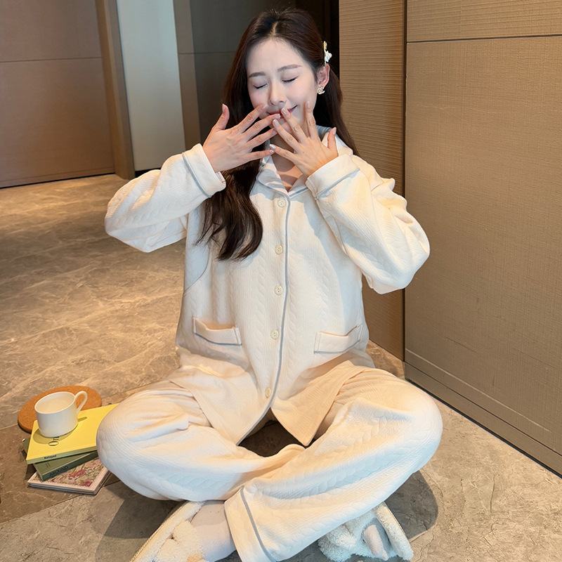 산후복 에어레이어 3겹 패딩 두꺼워진 모유수유 임산부 잠옷 가을 겨울 중간층 슈트 원피스 도매