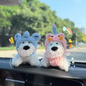 2026 New Car Ornament: West Highland Puppy Car Interior Decoration, Internet-Famous Cute Car Decorative Figurine