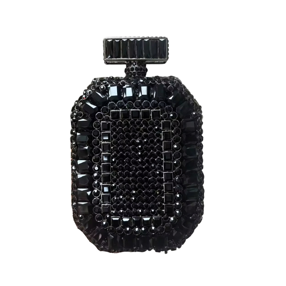 Bolsa de embrague transfronteriza nueva botella de perfume con diamantes bolsas de cena europeas y estadounidenses con diamantes huecos llenos bolsas de mano duras para mujeres