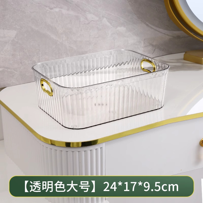 Organizador de cosméticos de lujo ligero, almacenamiento de escritorio transparente de acrílico, para snacks, mascarillas y cuidado de la piel, caja para tocador