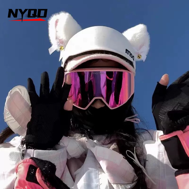 Ski Helmet Decoration Cartoon Plush Bunny Ears Stickers Motorcycle Electric Vehicle Full Helmet Accessories