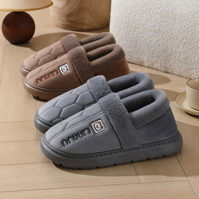 Зимние хлопчатобумажные тапочки новые мужские сумки и толстые подошвы дома теплые и бархатные мужские сумки и плюшевые хлопчатобумажные ботинки зимой