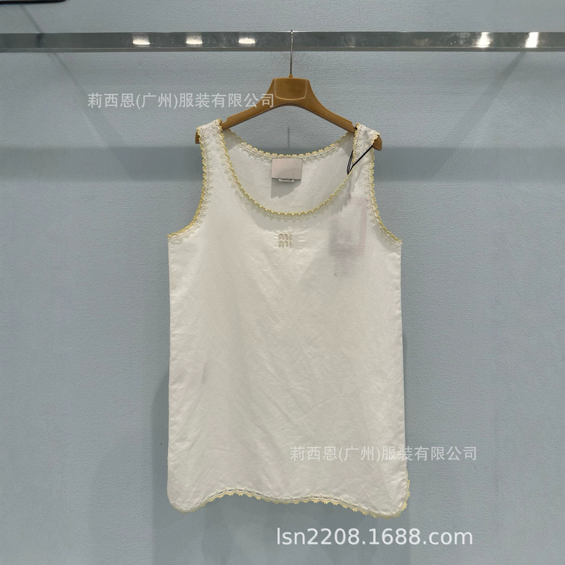 In-Stock Miu Series "Shenzhen Nanyou" Lace-Trimmed Dress with Letter Embroidery, Youthful College Style, Versatile In-Stock Miu Series "Shenzhen Nanyou" Lace-Trimmed Dress with Letter Embroidery, Youthful College Style, Versatile