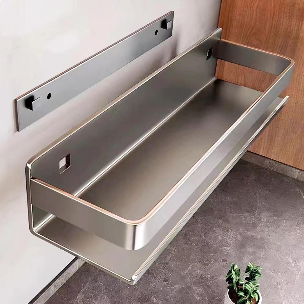 Nauja virtuvės prieskonių lentynėlė su perforatoriumi, montuojama prie sienos, aliuminio laikymo lentyna_voghion.com