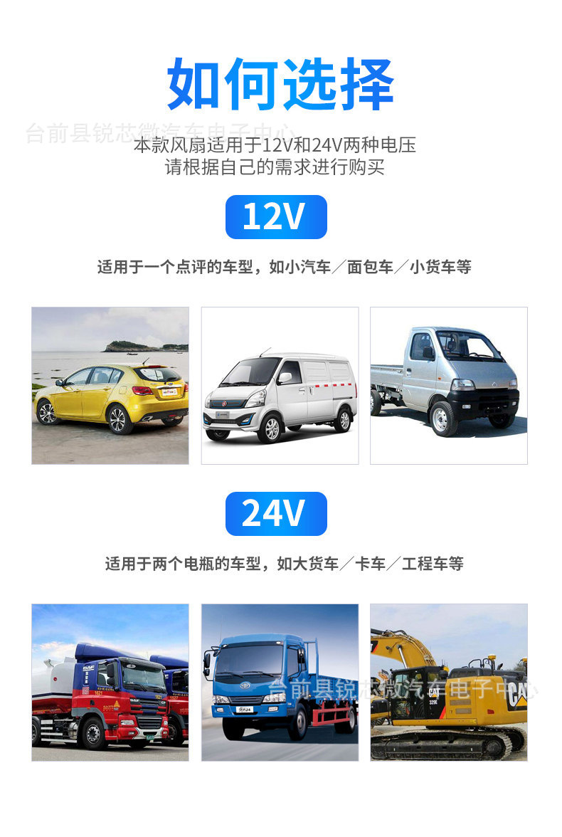 11inch Car Fan for Trucks 24V and Cars 12V, 90-Degree Oscillating Cigarette Lighter Electric Fan Wholesale