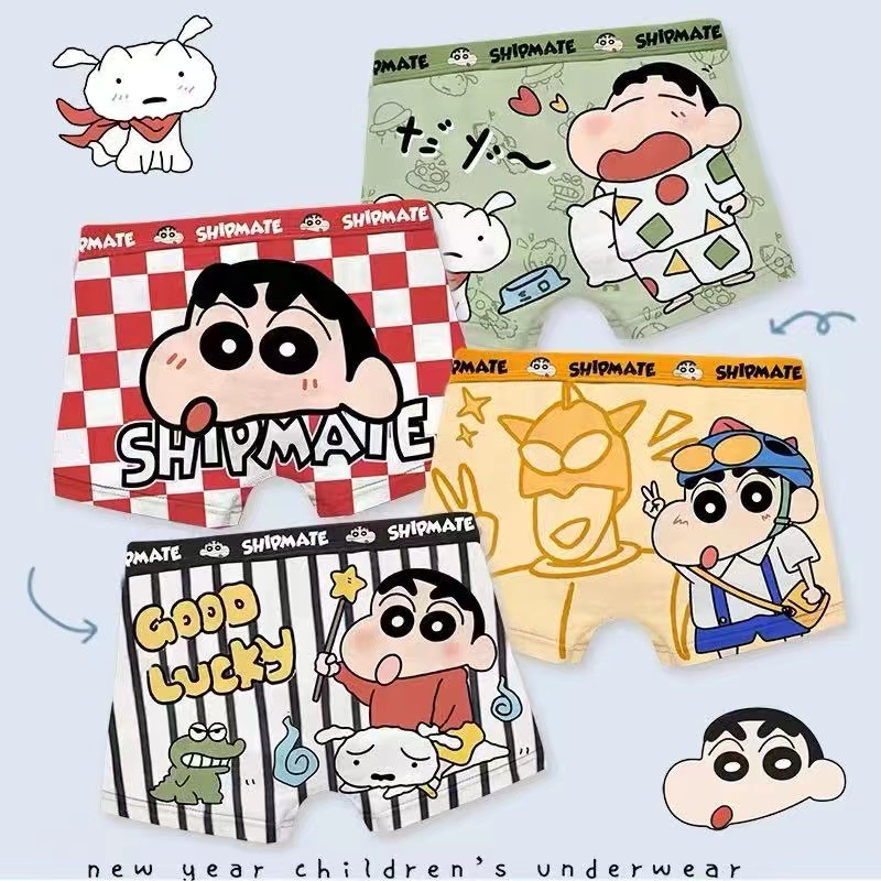 Pure Cotton Boys' Underwear Boxer Shorts Small, Medium and Large Children's Breathable Boy Cartoon Children's Underwear