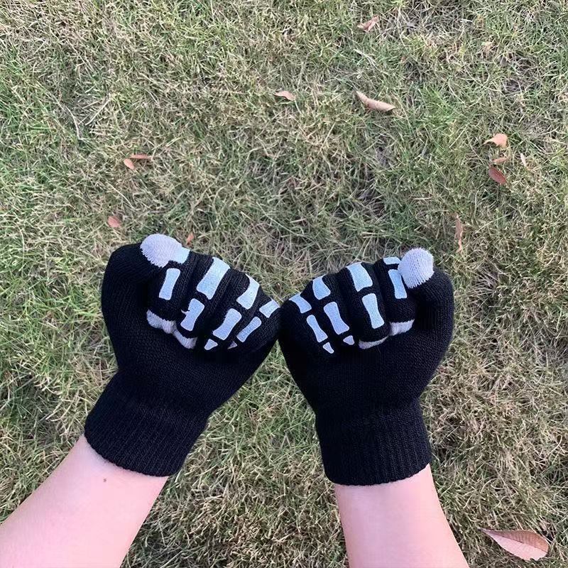 Black knitted gloves, halloween