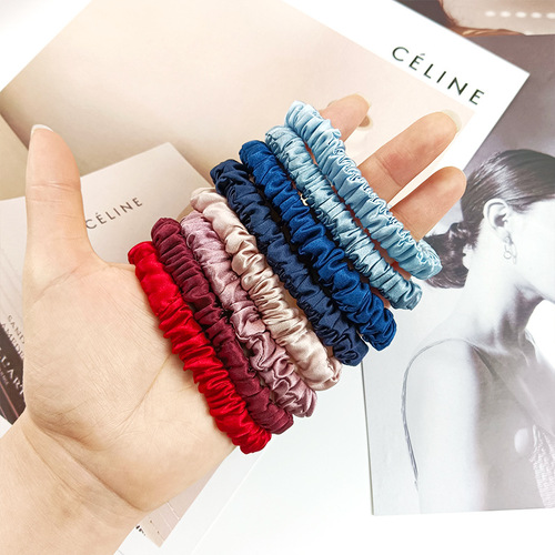 Wholesale slip same style 100% silk large intestine hair tie 1cm small size 19 mmi heavy ins style hair tie