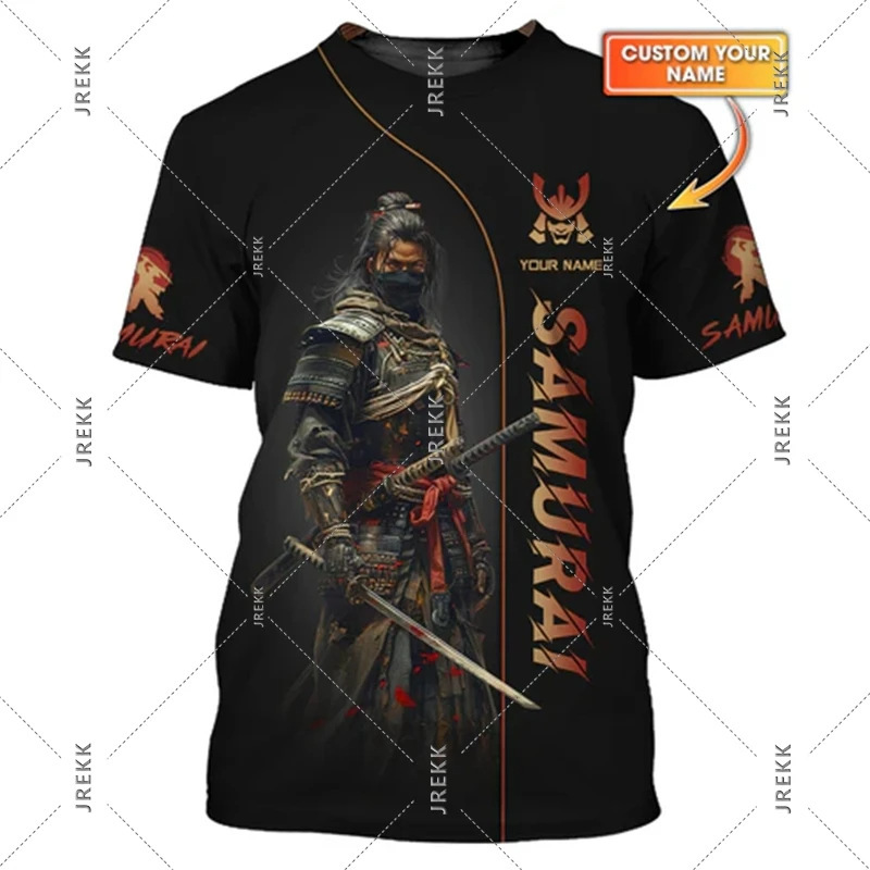Japanese Samurai Theme T-Shirt Men's Ninja 3D Printed Short-Sleeved Street Personalized 2025 New Trendyy T-Shirt