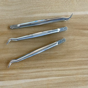 Supply of Bent Tweezers, Metal Iron Tweezers, Disposable Clips, Thickened, in Stock, Wholesale, Anti-Static Function, Pointed Tip