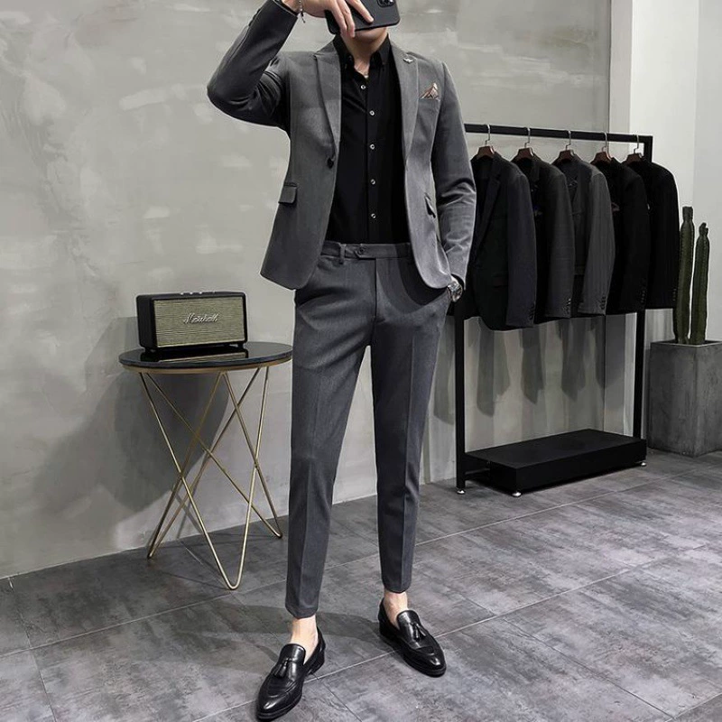Мужской набор для отдыха, трендовый классический пиджак костюм, коллекция 2023 года, полный комплект