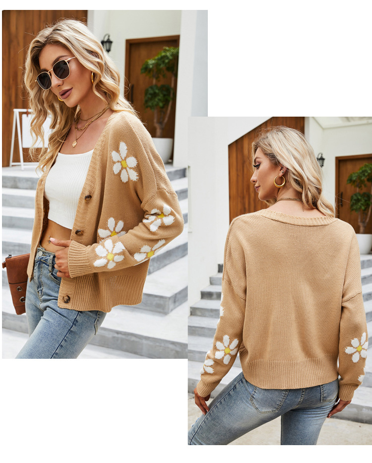 floral embroidery knitted cardigan nihaostyles clothing wholesale NSYH82933