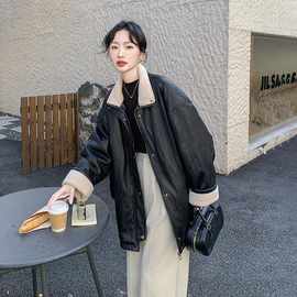 黑色羽绒内胆皮毛一体外套女短款2025冬季新款加厚减龄小个子夹克