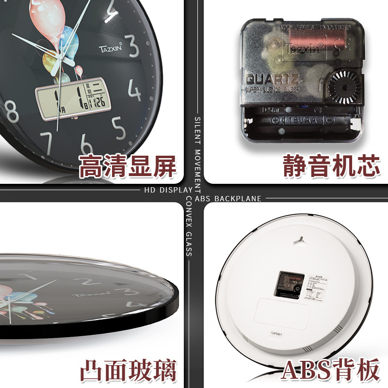 Suministro directo de fábrica convexo reloj de pared de vidrio nórdico luz de lujo simple reloj mudo sala de estar curvo entrega por lotes reloj transfronterizo image 5