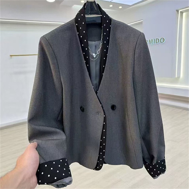 Elegant Gray New Women's Blazer 2026 Summer New Trendy Commuter Style Petite Korean-Style Small Suit for Women Elegant Gray New Women's Blazer 2026 Summer New Trendy Commuter Style Petite Korean-Style Small Suit for Women