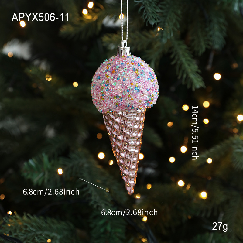 先行販売 ピンクのプラスチック製ペンダント 粉彩風漫画風クリスマスペンダント インスタ映え 立体クリスマスツリー ショーウィンドウデコレーション|undefined
