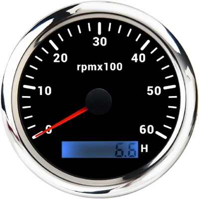 engine tachometer 3K4K6K7K8K RPM | automobile instrument - 6000rpm-silver-edge-black-base