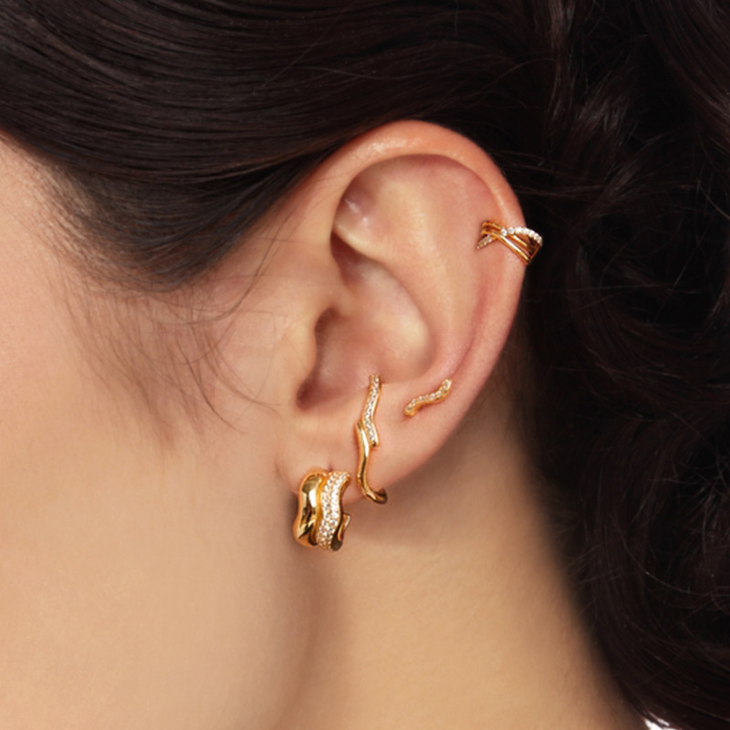 Simple Style Geometric Sterling Silver Earrings Plating Rhinestone 925 Silver Earrings
