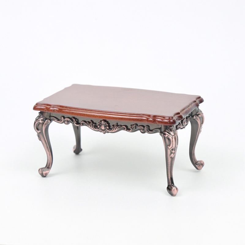 새로운 인형 집 액세서리 미니어처 가구 세트 빈티지 커피 테이블 스퀘어 테이블 플레이 하우스 액세서리 장난감 거실 장식품