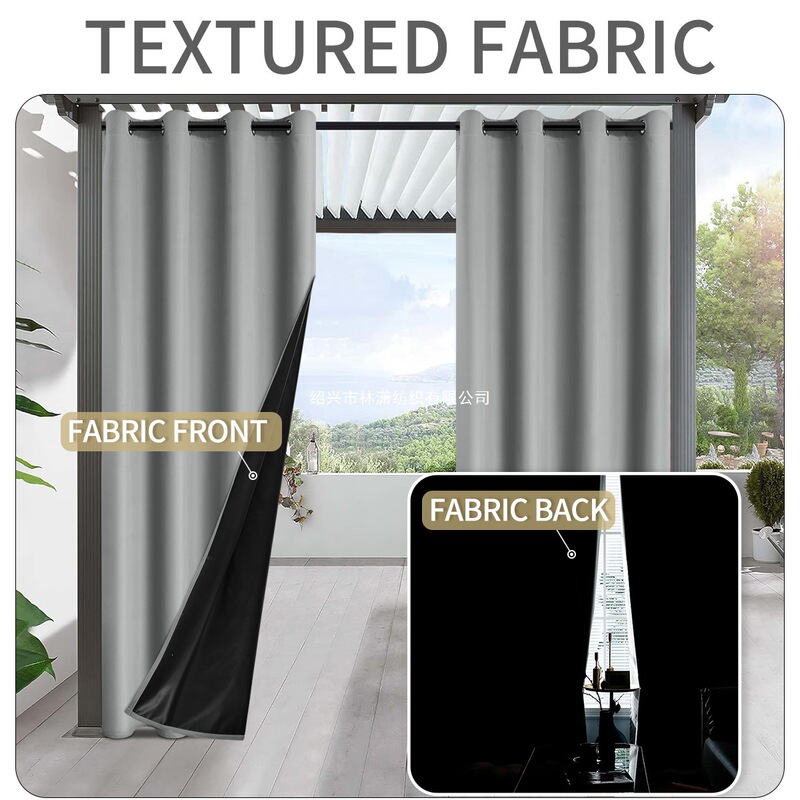 New cross-border spring pongee waterproof curtains for balconies, outdoor full blackout curtains, rainproof, SHEIN hot-selling and available for dropshipping