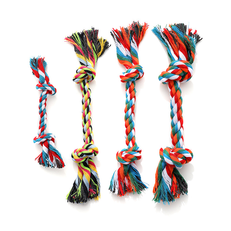 Nudo de mascota juguete nueva correa de bola doble nudo cuerda de algodón perro de juguete cuerda de mordedura de perro bola suministros para mascotas al por mayor