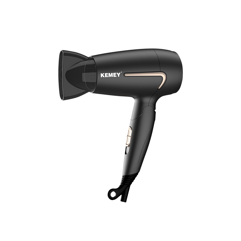 Secador de pelo eléctrico Kemei con viento fuerte y funcionamiento silencioso para uso doméstico, secador de pelo pequeño y plegable KM-6834.