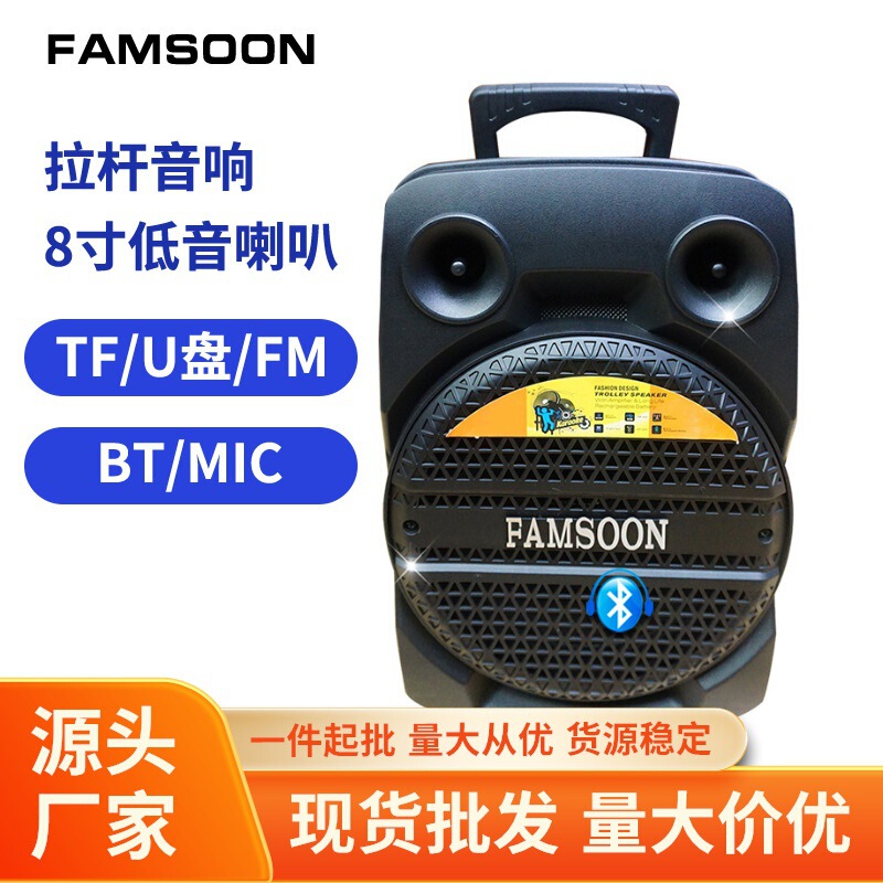 Outdoor Square Dance Rod Audio 8-inch Portable Mobile Wireless Bluetooth Card Speaker High Power Player