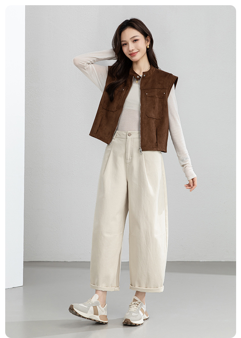 Quần culottes nữ ống rộng cạp cao dáng balloon form rộng — Màu khói chi tiết 20