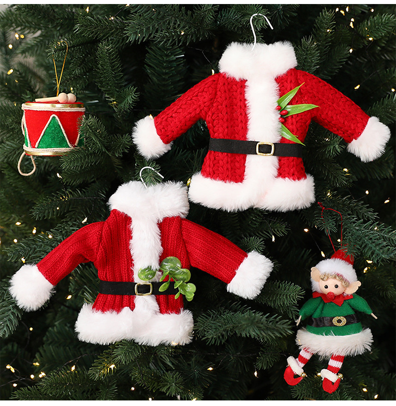 Handmade Knit Santa Claus Ornament – Striped Red & White Christmas Tree Decor, Festive Hanging Decoration For Holiday Home, Mantel & Gifts​_voghion.com