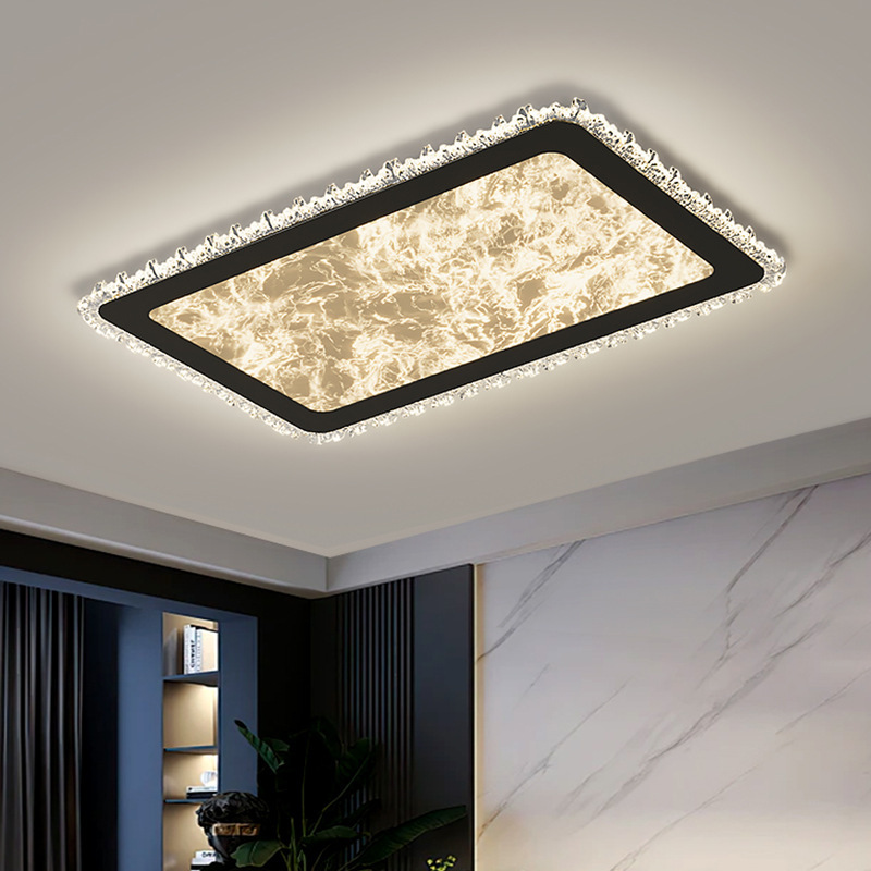 Lámpara de sala de estar ligero, lujo, estilo italiano de alta gama, lámpara principal de sala de estar minimalista, lámpara de techo rectangular, paquete de lámpara combinada para toda la casa