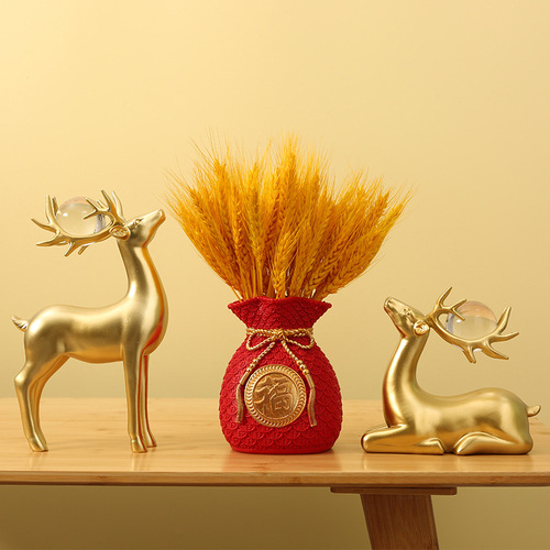 Lucky Deer Living Room Wine Cabinet Decorative Ornaments Home Entrance TV Cabinet Desk Creative Modern Light Luxury Crafts
