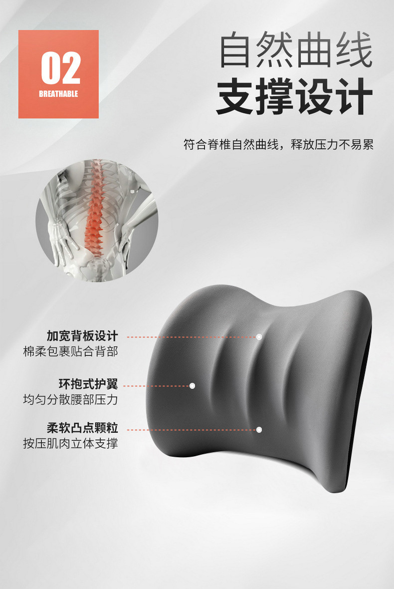 Car Interior Seat Lumbar Support Headrest Cushion Three-Piece Set Slow Rebound Breathable Fabric Neck Pillow Manufacturer Wholesale Comfortable