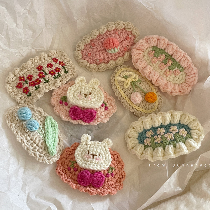 Cartoon woven knitted children's hairgrip handmade