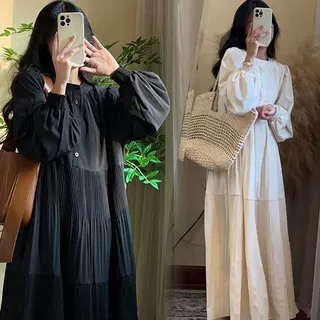 孕妇装连衣裙春季新款2026宽松显瘦压褶慵懒温柔休闲百搭长裙子女
