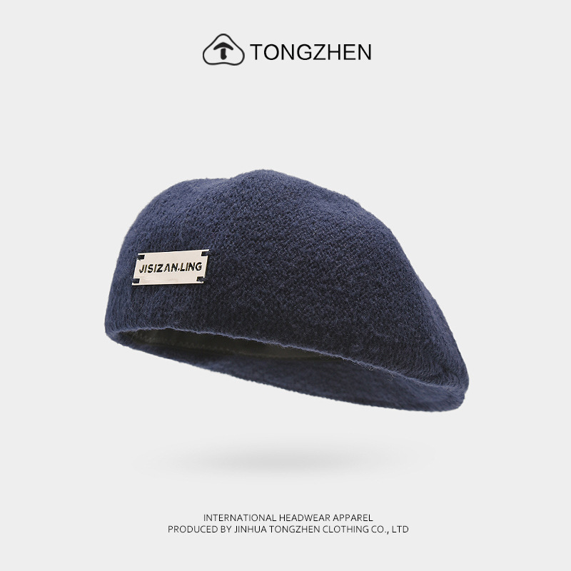 20 nieuwe omgekeerde baret voor dames in herfst en winter, klein gezicht, zwarte heren taille met grote kop, knopschilder,_voghion.com