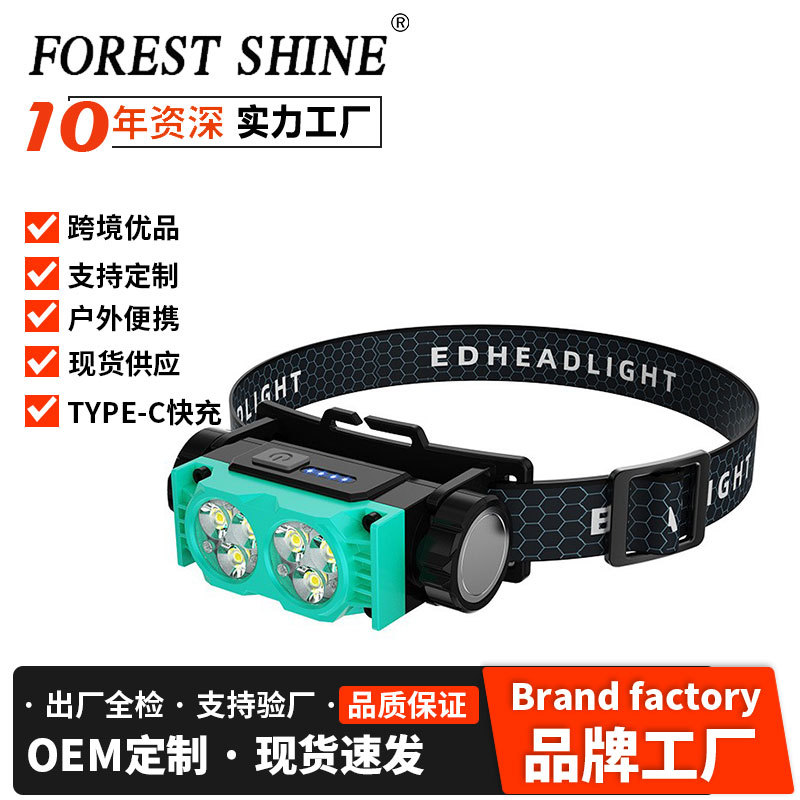 Nuevo faro al aire libre transfronterizo pesca nocturna luz de trabajo luz de larga duración lámpara de iluminación de pantalla eléctrica lámpara de cabeza imán impermeable