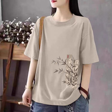 清仓捡漏~品牌折扣女装撤回高端新款上衣文艺百搭圆领大码短袖t恤