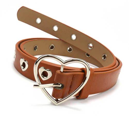Amazon's new belt for women punk heart-shaped air-eye hollow decoration Baita women's belt European and American jeans belt