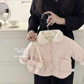 女童棉服外套冬装新款2024秋冬季小童棉衣儿童女宝宝加绒夹棉棉袄