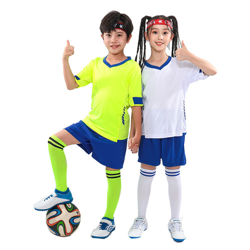 Children's soccer suit set, children's numbered training clothes group purchase competition primary and secondary school students children's plain soccer shirts