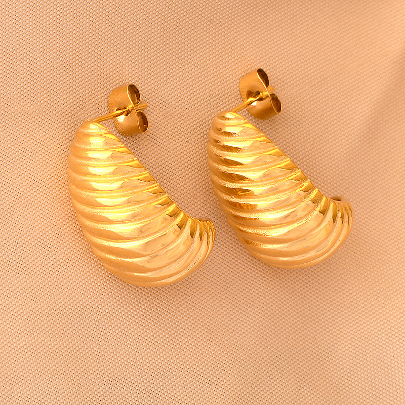 18K Gold Plated Plating Material 1 Pair Ig Style Geometric Plating Titanium Steel 18k Gold Plated Ear Studs