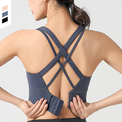 スポーツの下着の女性のランニングのヨガの服のベストの防振は定型のフィットネスの美背のブラジャーの外でボタンのブラを着ます。