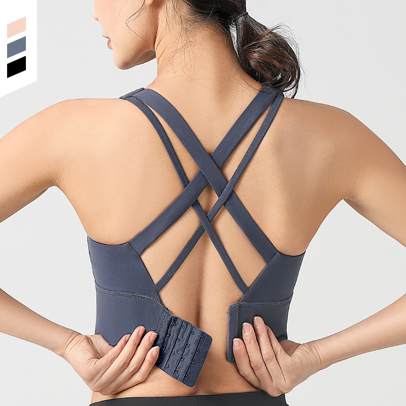 Sports Underwear Women's Running Yoga Clothing Vest Shock-proof Push-up Shaping Fitness Beauty Back Bra Outer Wear Buckle Bra
