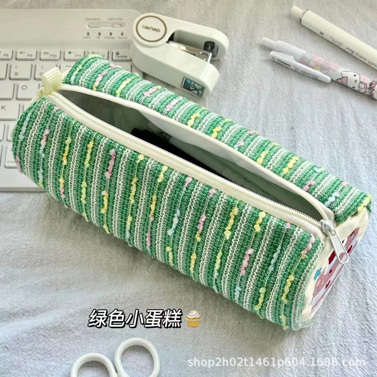 かわいいいちごケーキ筆袋大容量円筒文房具収納袋中高生小清新デスクトップ筆箱女