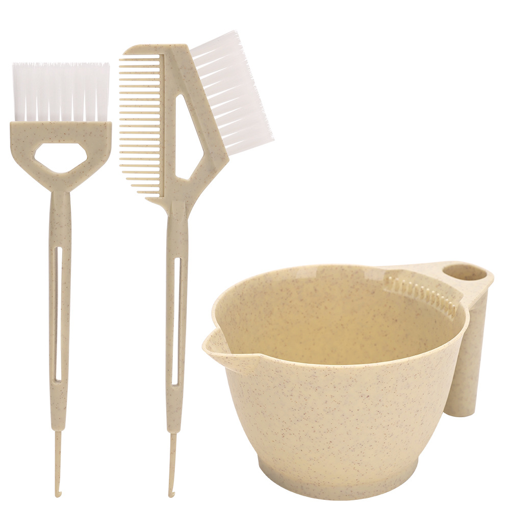 Set de herramientas de teñido de cabello de paja de trigo, cuenco de teñido de cabello doméstico, cepillo de teñido de cabello blando, agitador de cabello, peine de aceite, artefacto de teñido de cabello