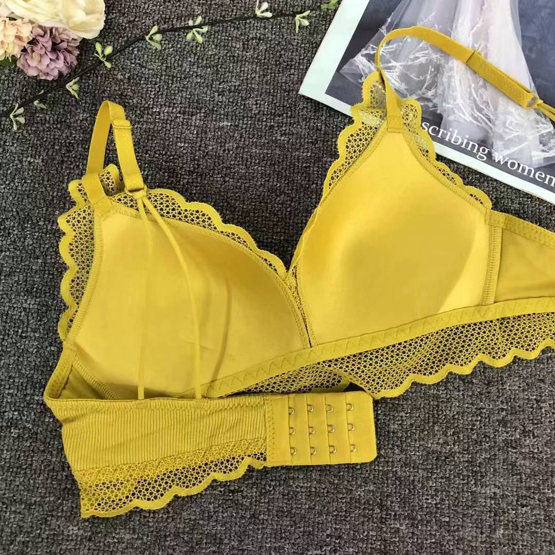 Bra de encaje del sudeste asiático, ropa interior de mujer, bra de copa triangular francesa, verano sin anillo de acero, copa delgada, algodón sexy y cómodo para la piel image 5