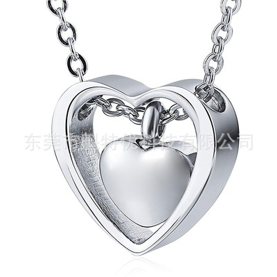 Collar funeral de ataúd en forma de corazón de acero de titanio directo de fábrica se puede abrir moda letras colgante de botella de aceite esencial