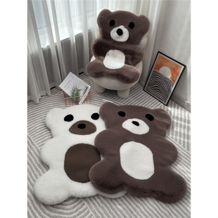Cartoon Bear Animal Carpet Imitation Rabbit Fur Decoration Bedroom Bedside Floor Mat Living Room Sofa Seat Cushion Dressing Table Cushion